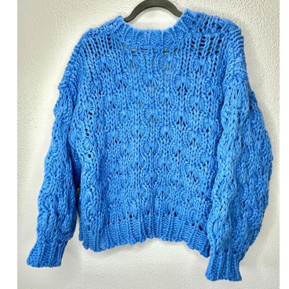 Vici Dusty Blue Chunky Knit Oversized Open Front Cardigan Sweater S - Picture 9 of 15